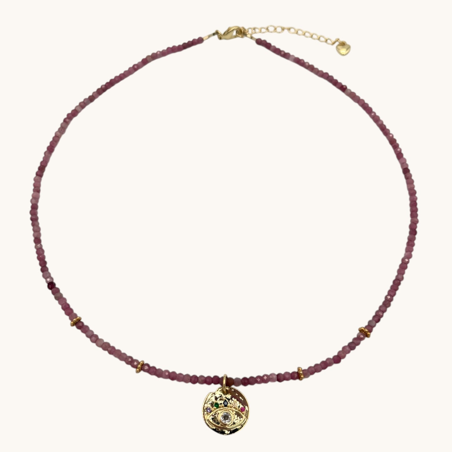 Tourmaline & 24k Gold-Filled Evil Eye Gemstone Necklace