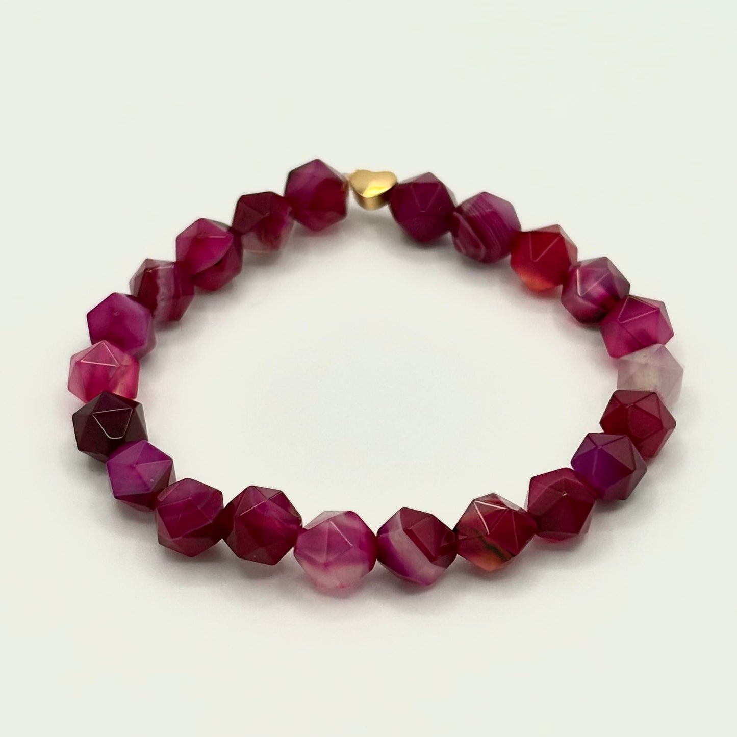 Ruby Agate Stretch Bracelet with 18k Gold-Filled Spacer