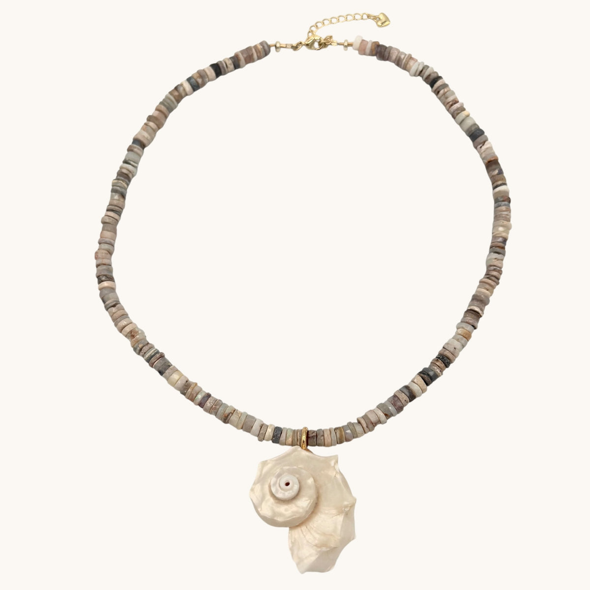 Australian Opal, Natural Conch Shell & 18k Gold-Filled Gemstone Necklace