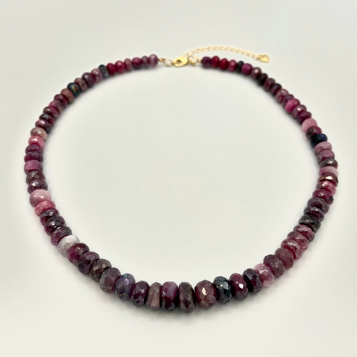 Titanium Coated Purple Moonstone & 18k Gold- Filled Gemstone Necklace