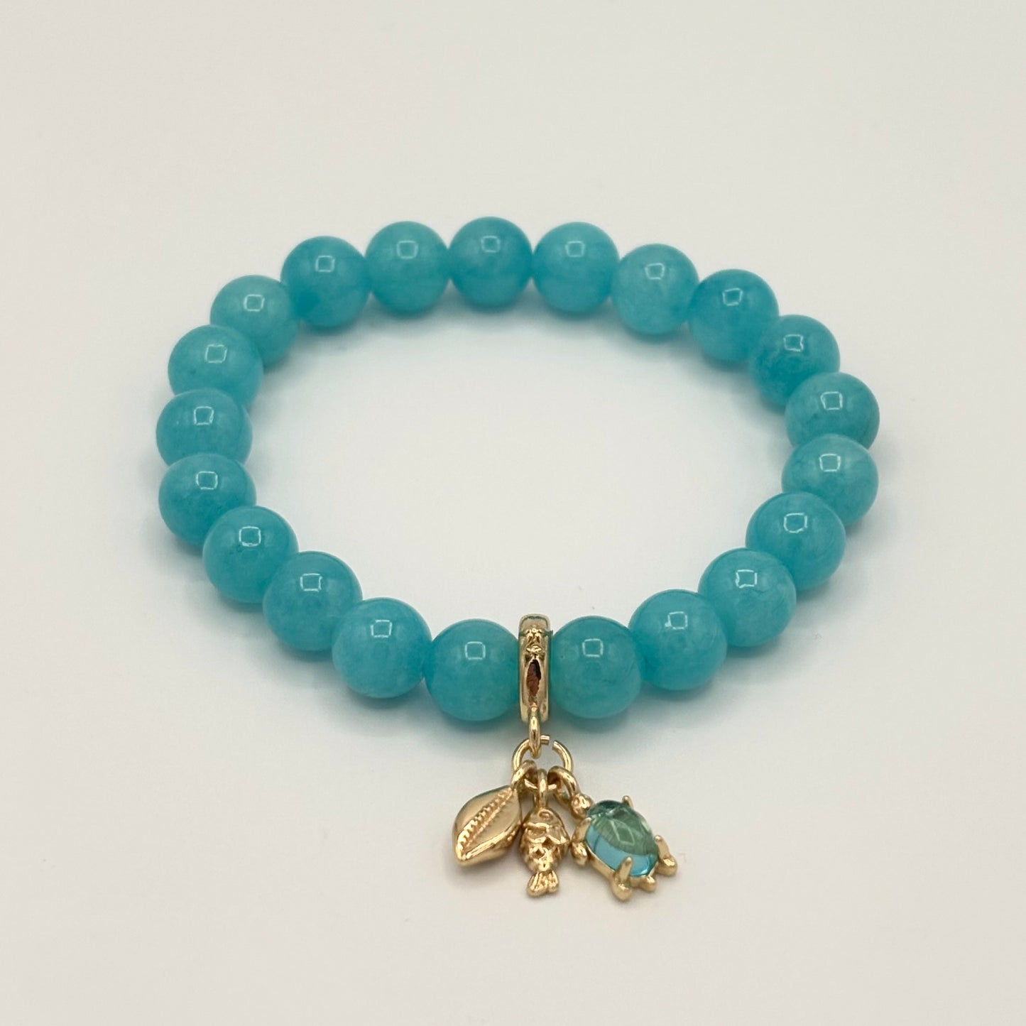 Blue Jade & Gold-Filled Beachy Kids Stretch Bracelet