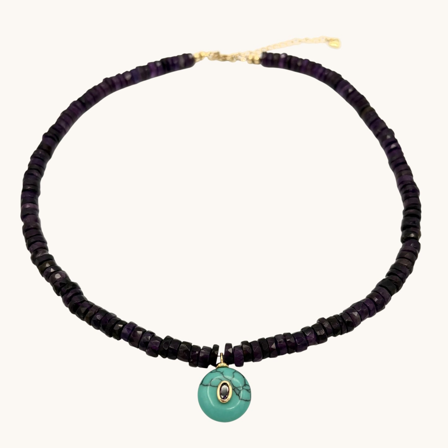 Amethyst, Turquoise & 18k Gold-Filled Gemstone Necklace