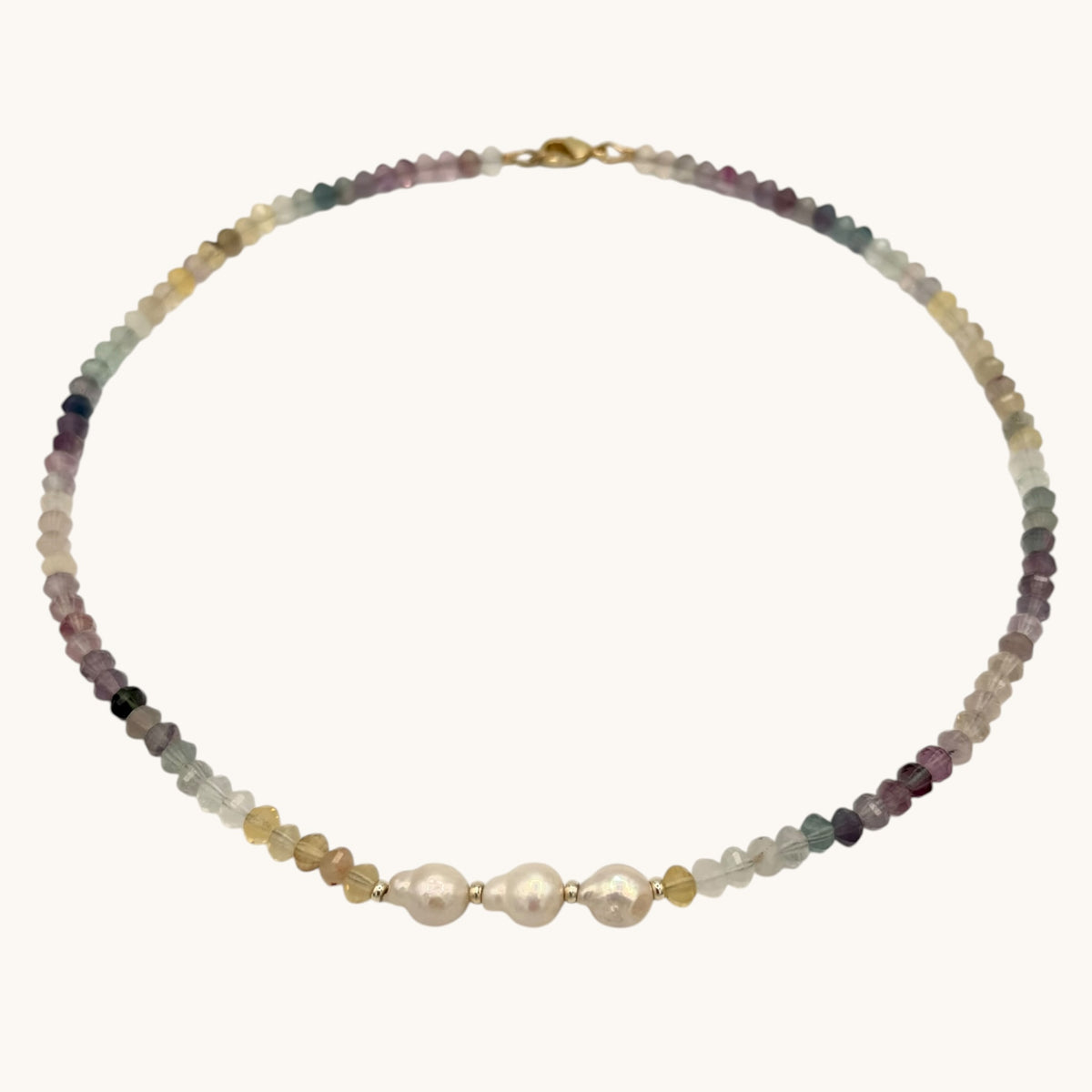 Fluorite, Freshwater Pearl and 18k Gold-Filled Necklace