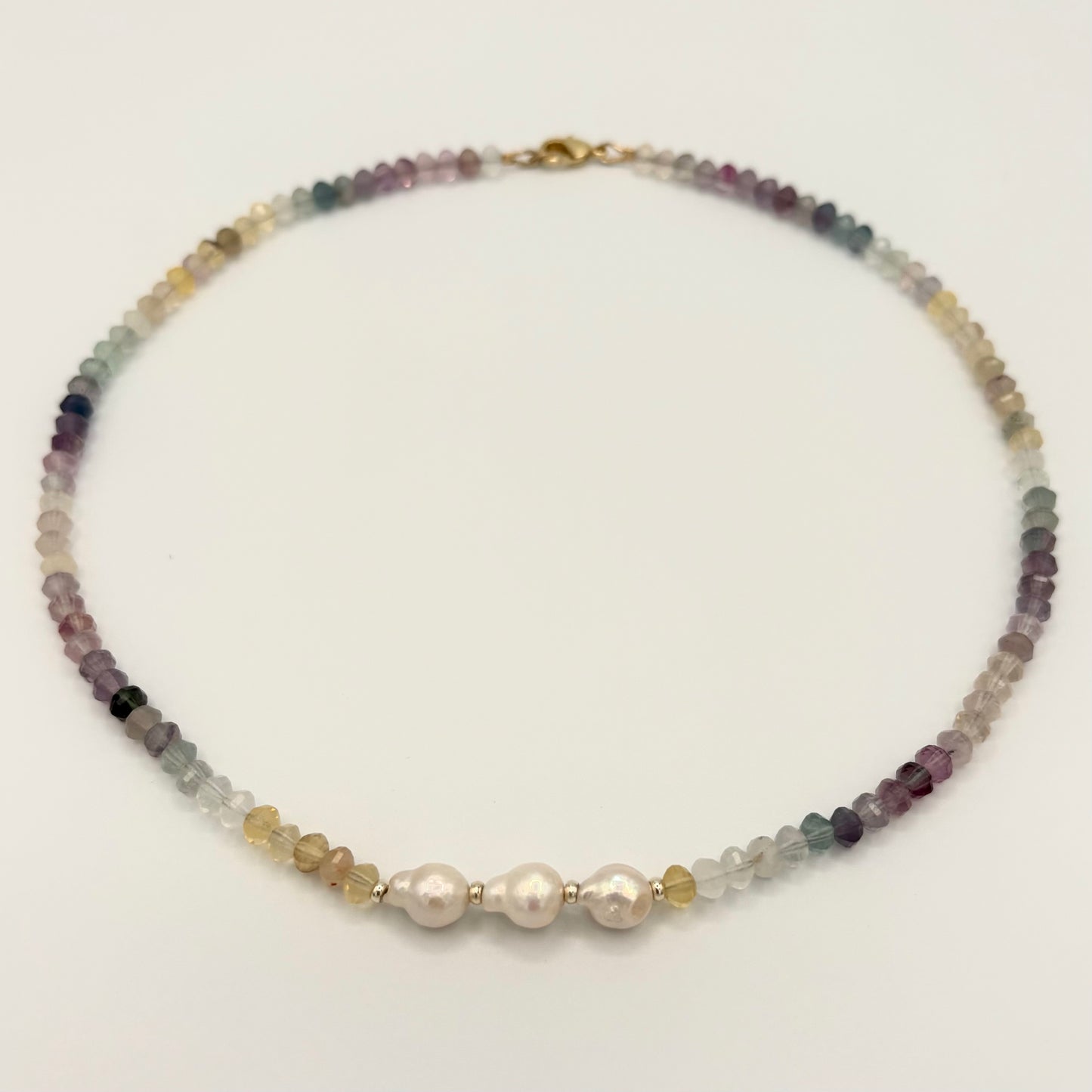 Fluorite, Freshwater Pearl and 18k Gold-Filled Necklace