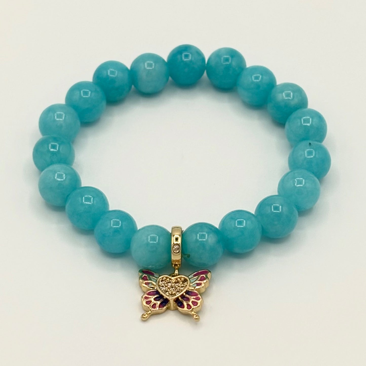 Blue Jade & Gold-Filled Butterfly Kids Bracelet