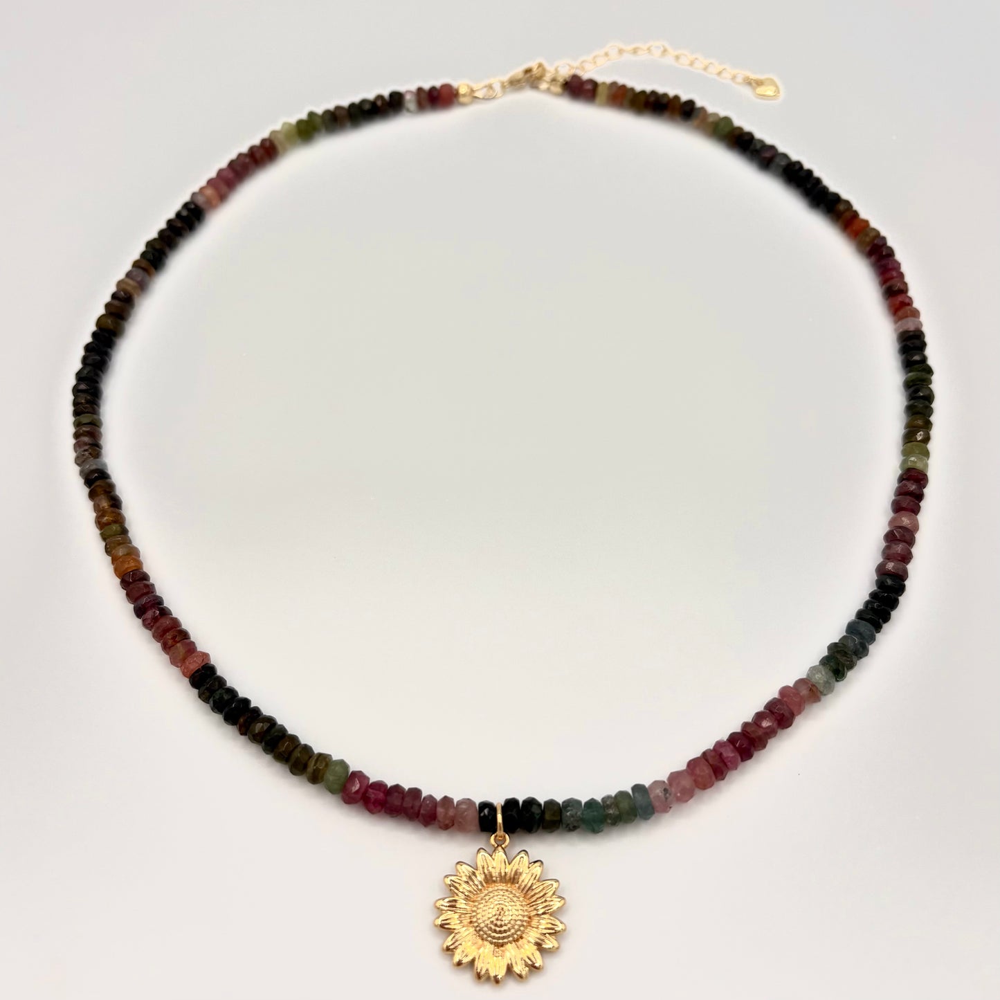 Tourmaline & Gold-Filled Sunflower Necklace