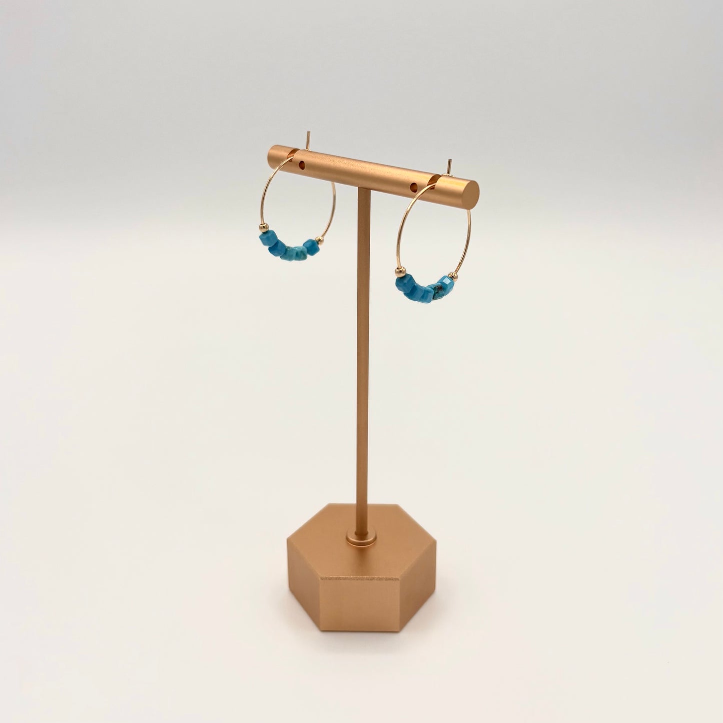 18k Gold-Filled Turquoise Gemstone Hoop Earrings