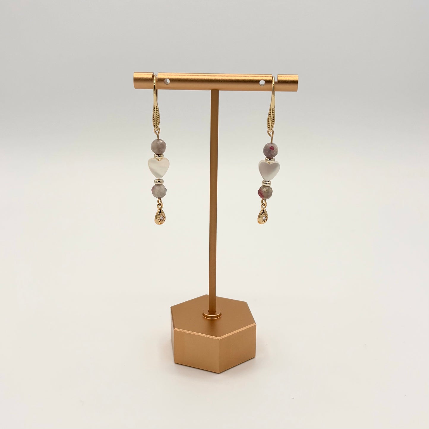 18k Gold-Filled Tourmaline & Mother of Pearl Dangle Earrings