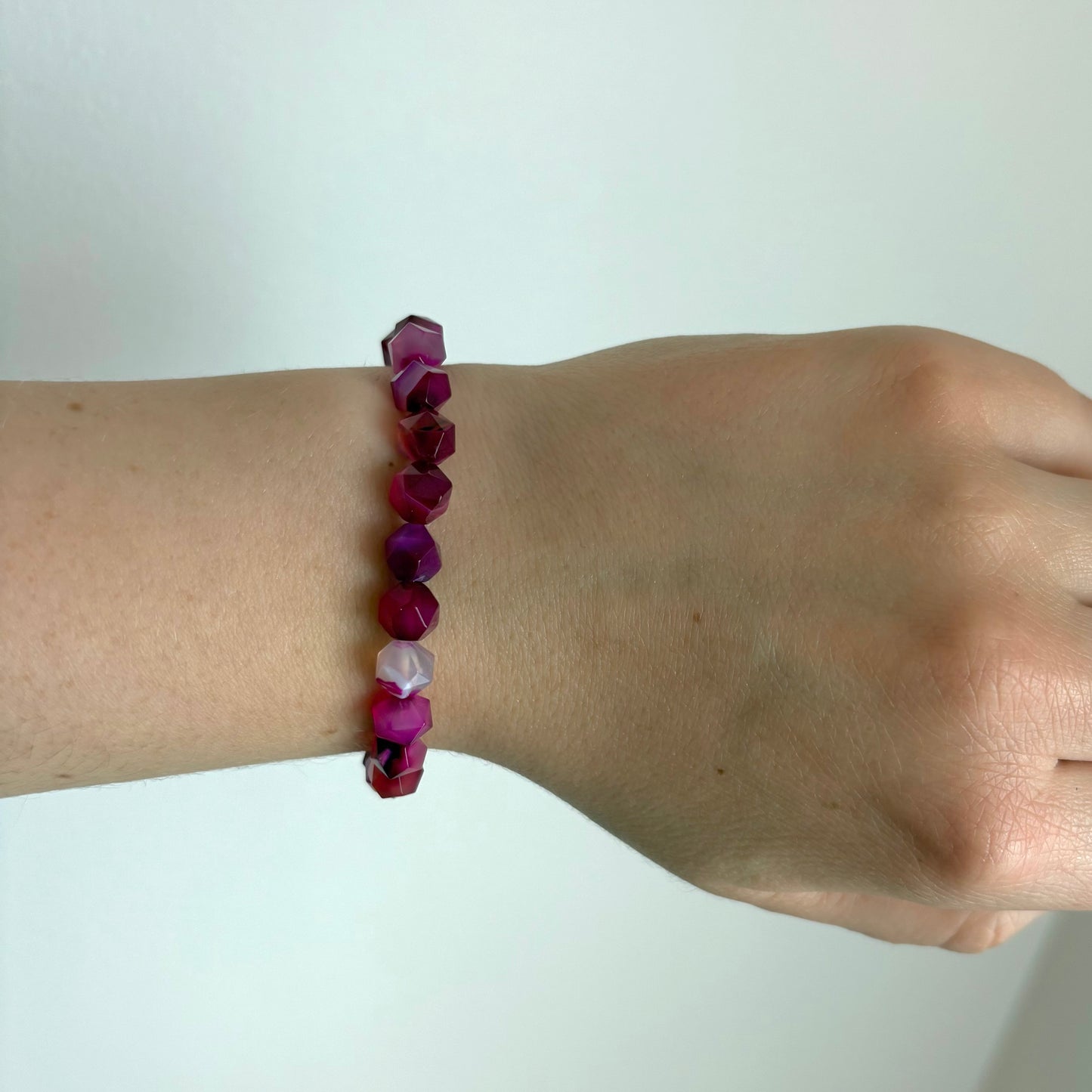 Ruby Agate Stretch Bracelet with 18k Gold-Filled Spacer