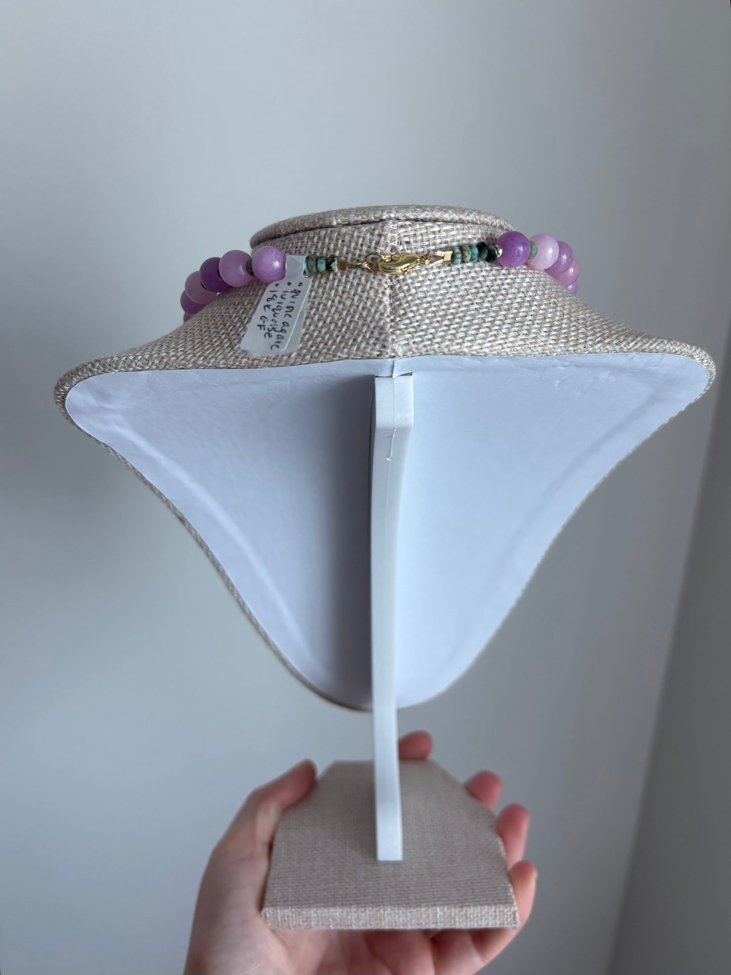Purple Agate & Turquoise Necklace with Baroque Pearl | 18K Gold-Filled Accents