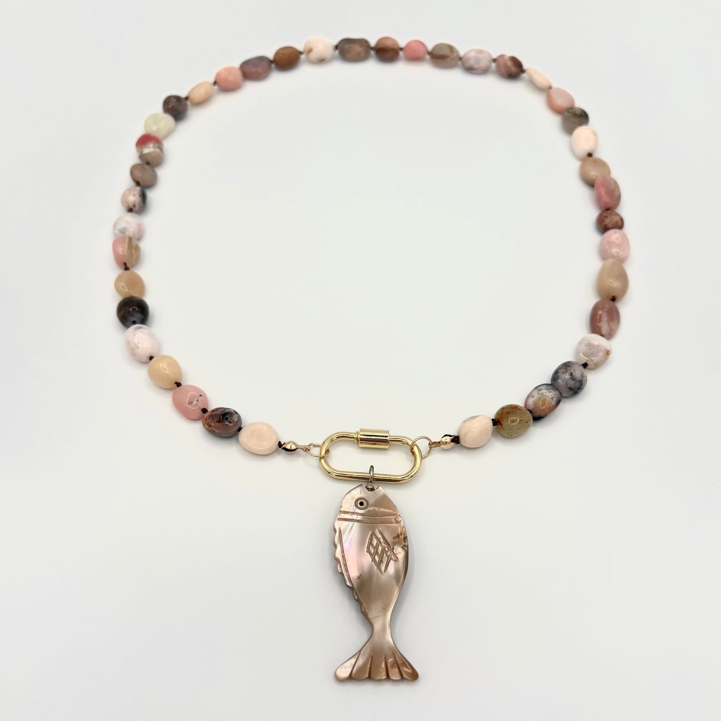 Pink Opal, Abalone & 24k Gold-Filled Necklace