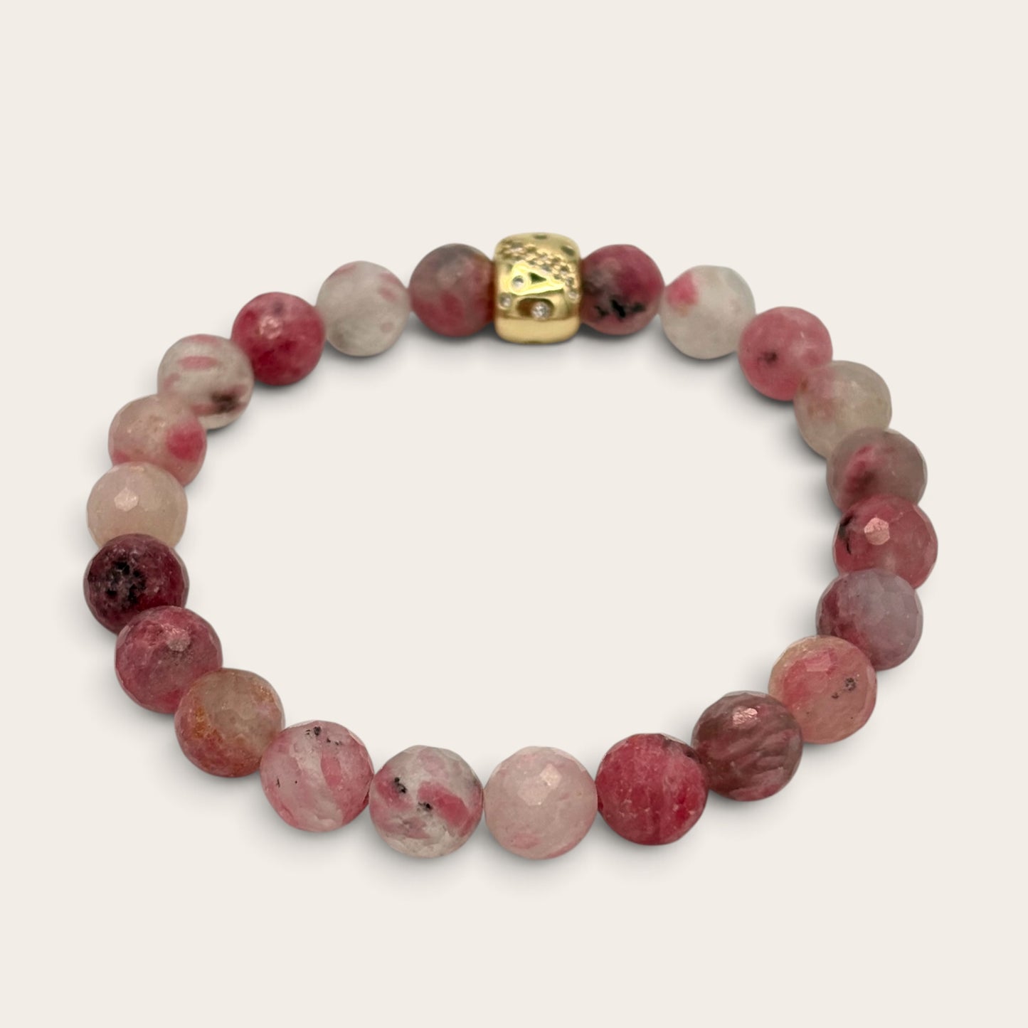Rhodonite in Quartz Stretch Bracelet with 24k Gold-Filled & CZ Celestial Spacer