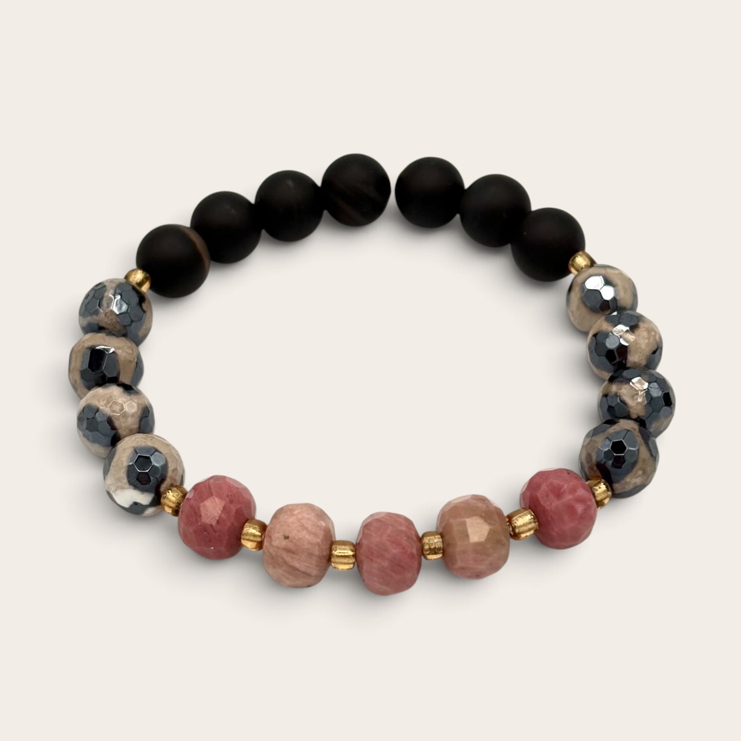 Rhodonite, Sardonyx & Howlite Stretch Bracelet