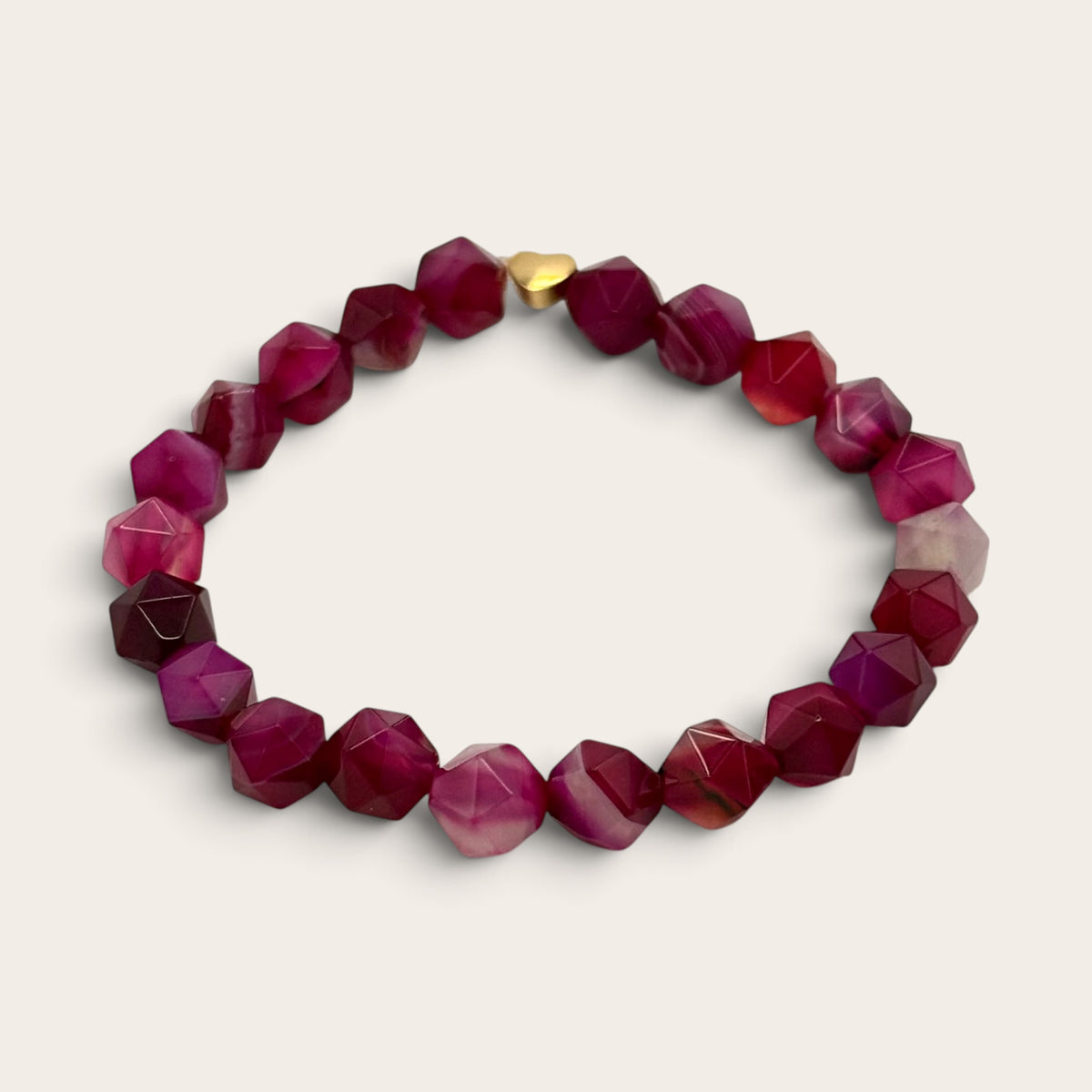 Ruby Agate Stretch Bracelet with 18k Gold-Filled Spacer