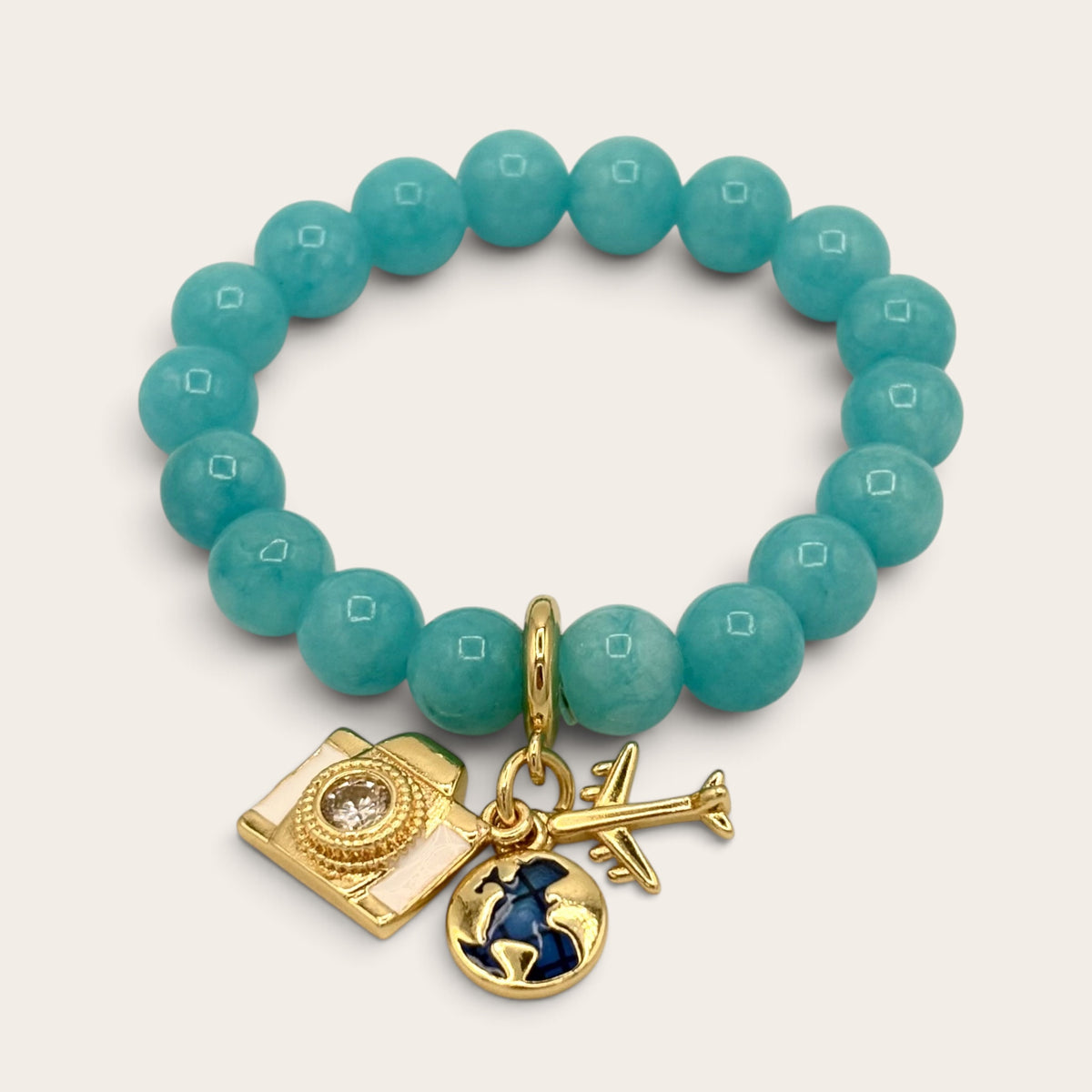Blue Jade & Gold-Filled Travel Kids Stretch Bracelet