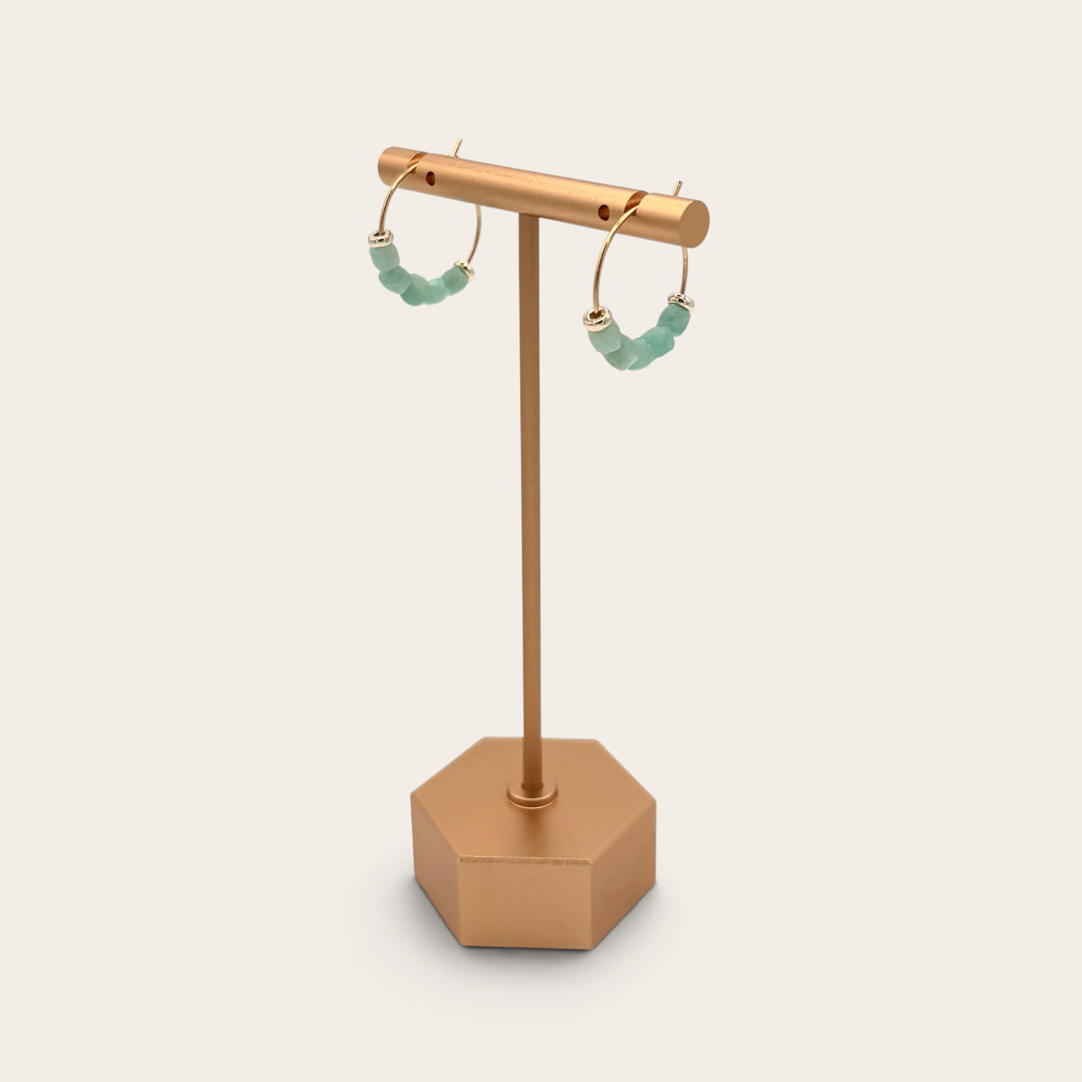 18k Gold-Filled Amazonite Hoop Earrings