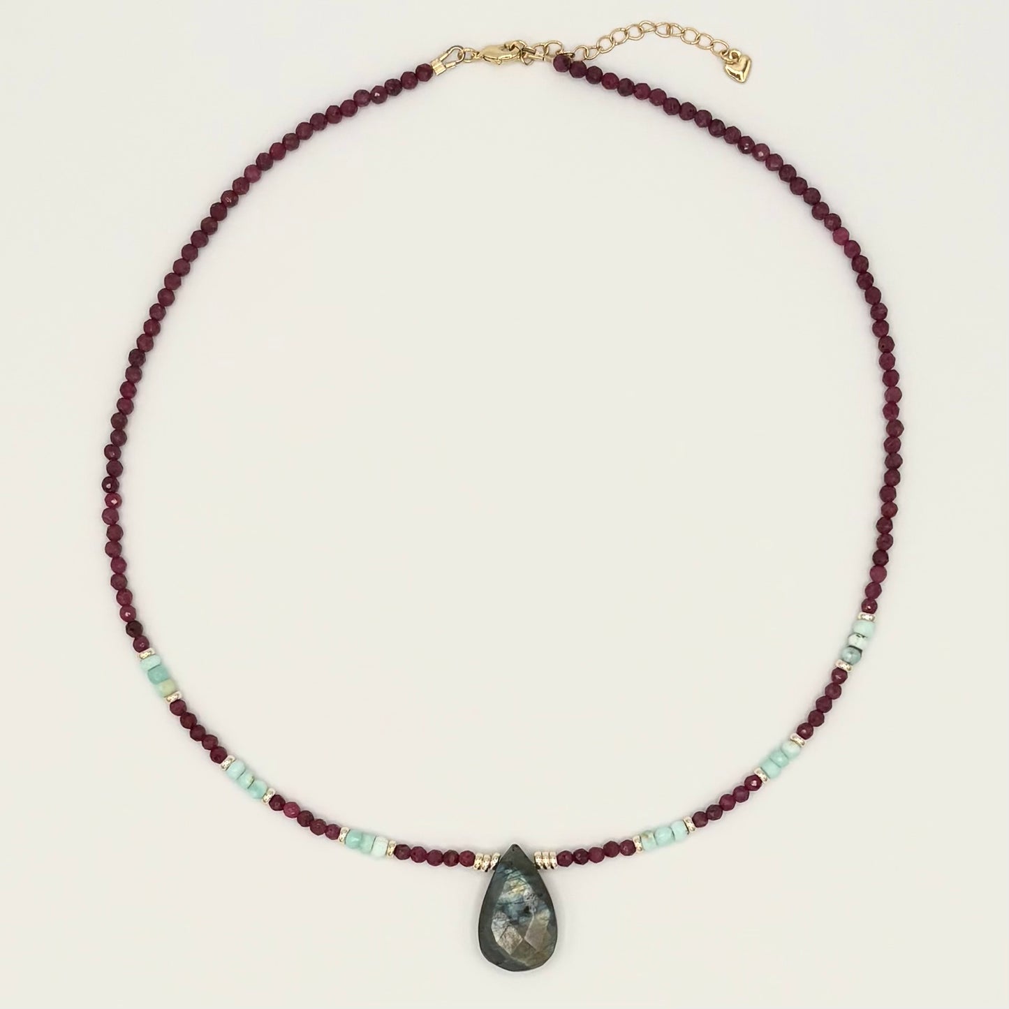 Ruby, Amazonite & Labradorite Necklace with 18k Gold-Filled Spacers