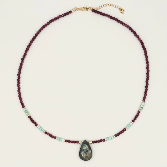 Ruby, Amazonite & Labradorite Necklace with 18k Gold-Filled Spacers
