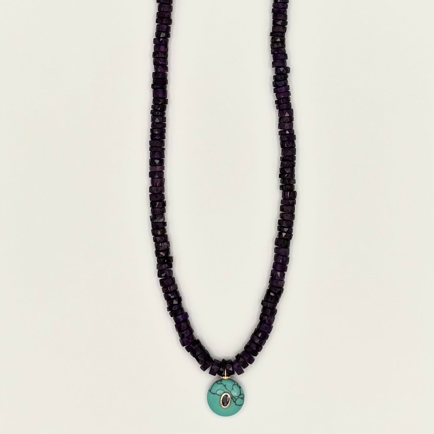 Amethyst, Turquoise & 18k Gold-Filled Gemstone Necklace