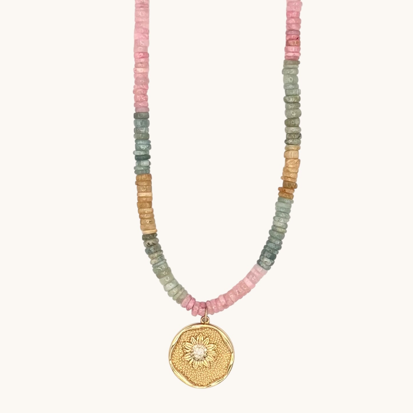 Multi Gemstone & 24k Gold-Filled Sunflower Gemstone Necklace