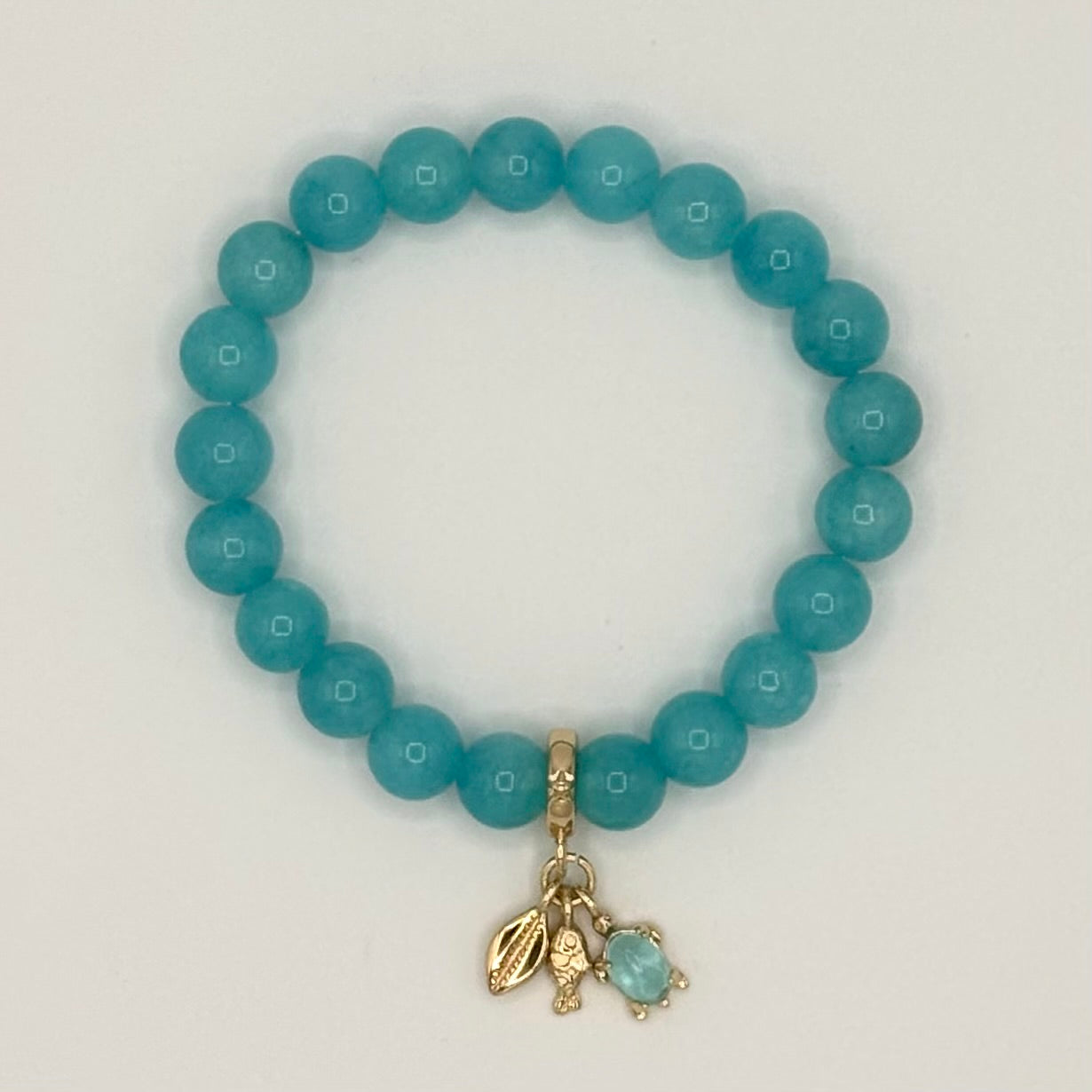 Blue Jade & Gold-Filled Beachy Kids Stretch Bracelet