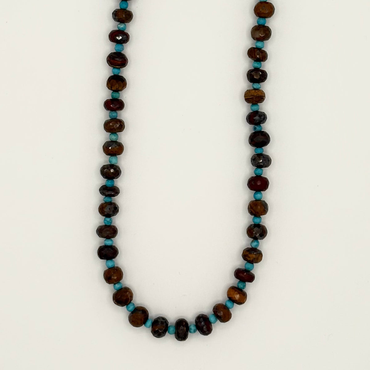 Tiger’s Eye,Turquoise & Cubic Zirconia 24k Gold-Filled Necklace