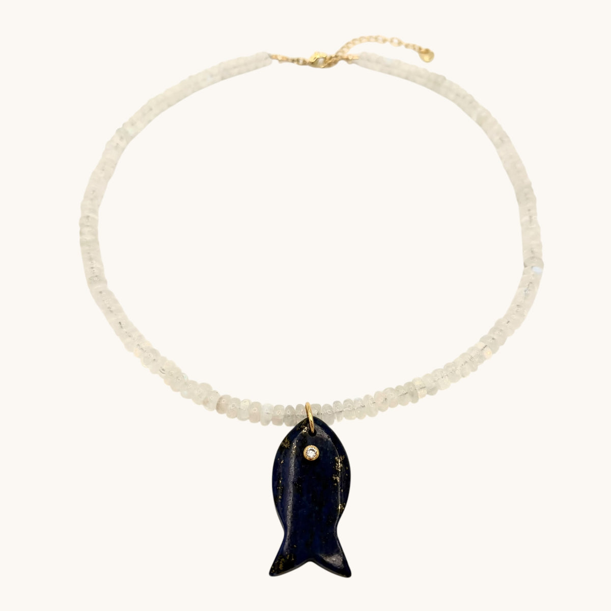 Rainbow Moonstone, Lapis Lazuli & 18k Gold-Filled Gemstone Necklace