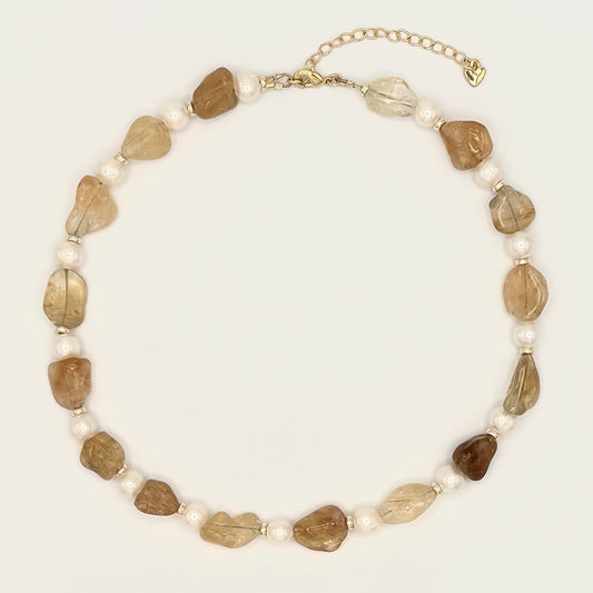 Citrine, Freshwater Pearl & 18k Gold-Filled Necklace