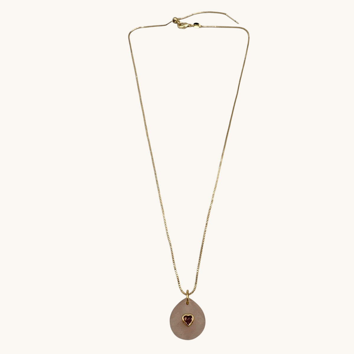 Rose Quartz, CZ & 24k Gold-Filled Necklace