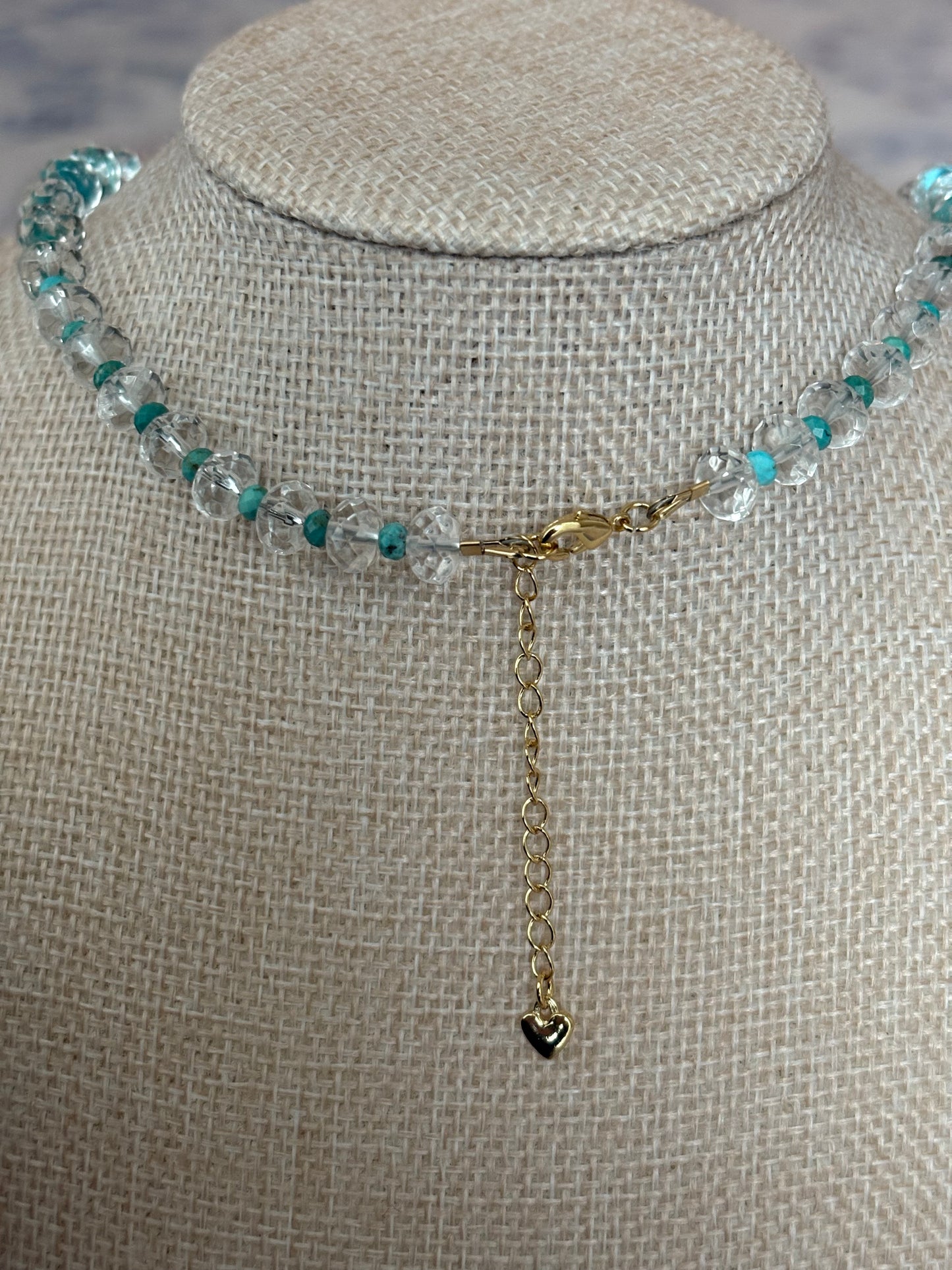 Crystal Quartz & Turquoise Baroque Pearl Necklace - 18K Gold-Filled, 17” Adjustable