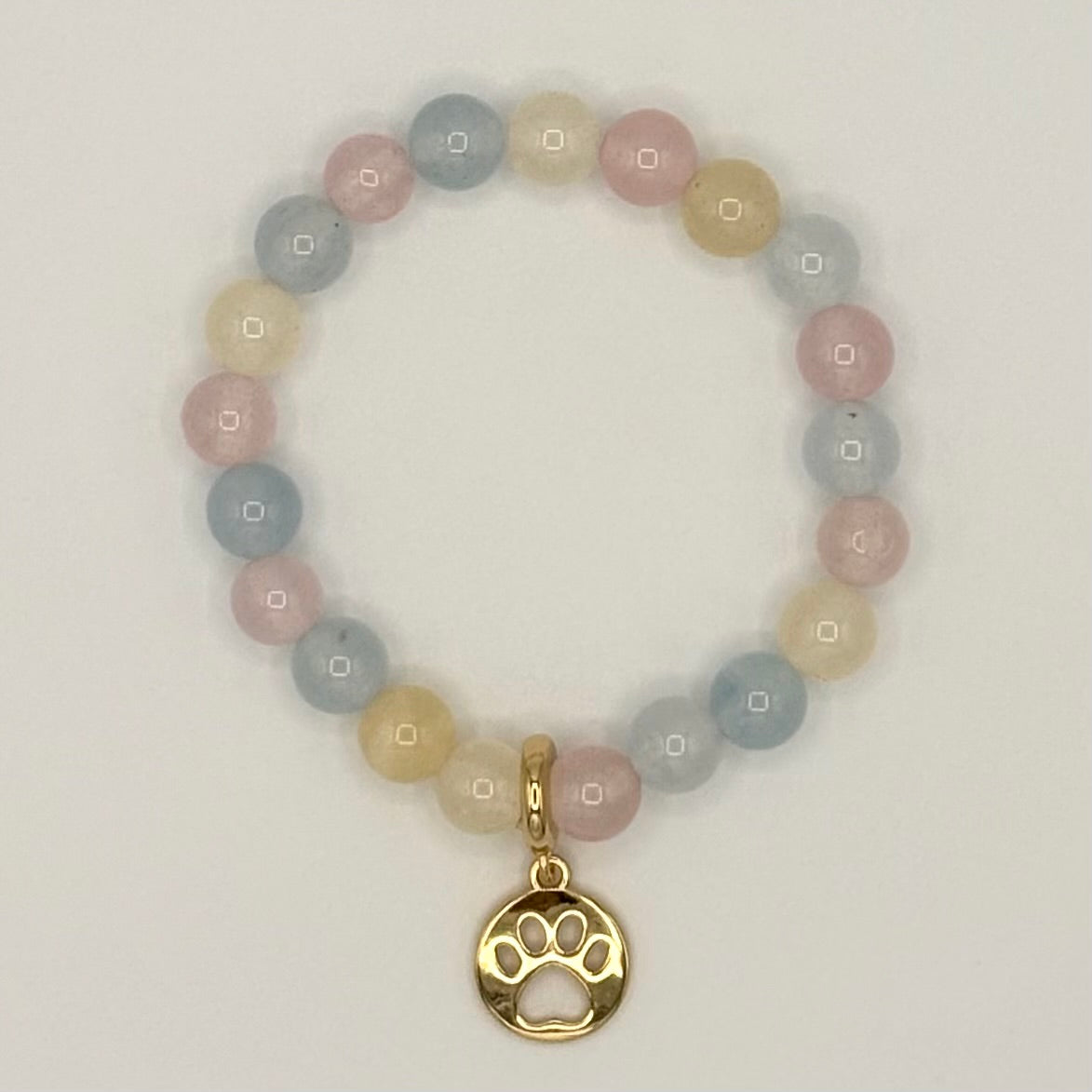 Beryl Jade & Gold-Filled Paw Kids Stretch Bracelet