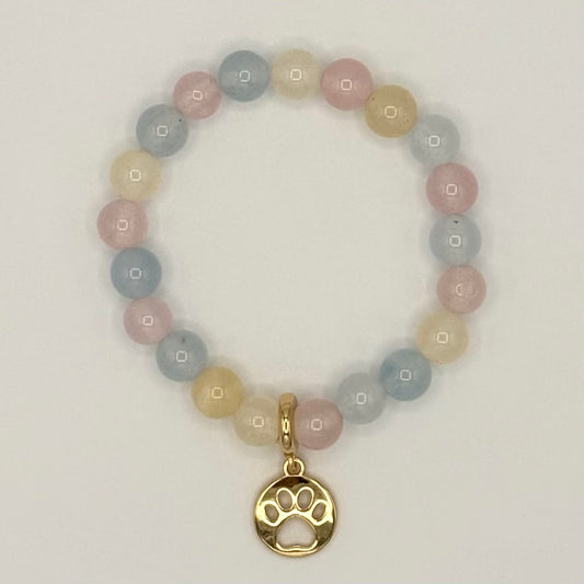 Beryl Jade & Gold-Filled Paw Kids Stretch Bracelet