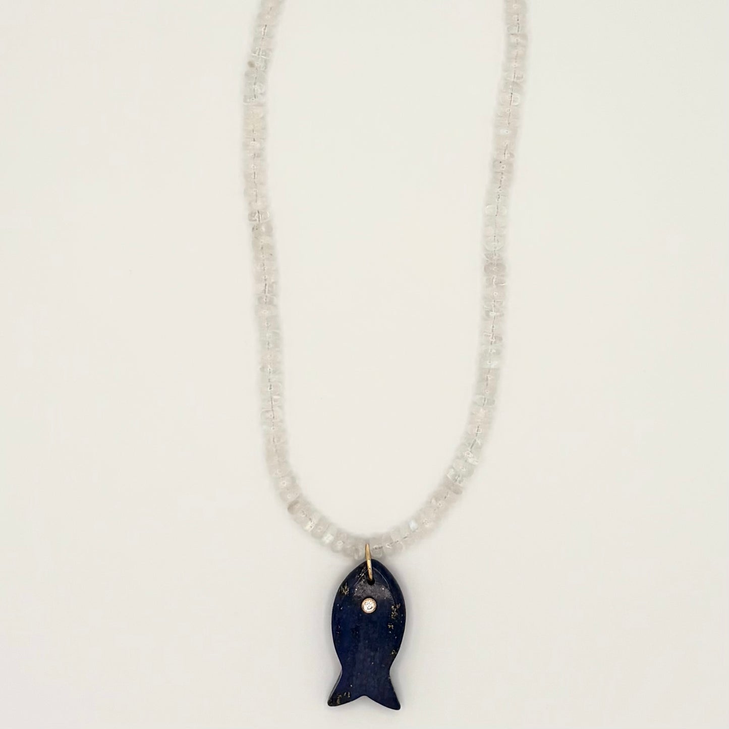 Rainbow Moonstone, Lapis Lazuli & 18k Gold-Filled Gemstone Necklace
