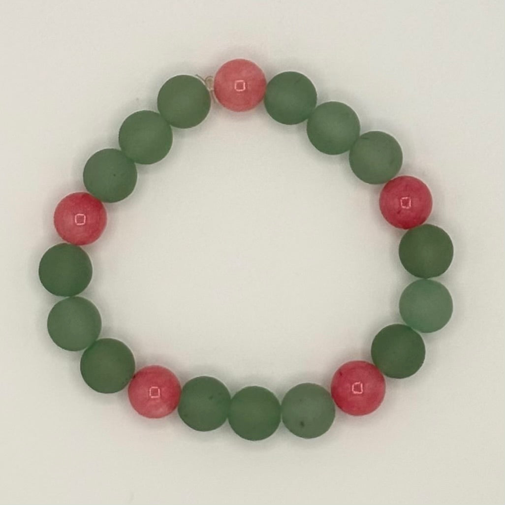 Aventurine & Pink Jade Kids Stretch Bracelet