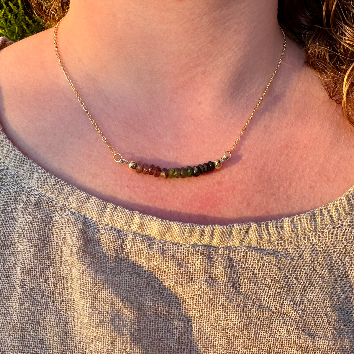 Watermelon Tourmaline & 24k Gold-Filled Necklace