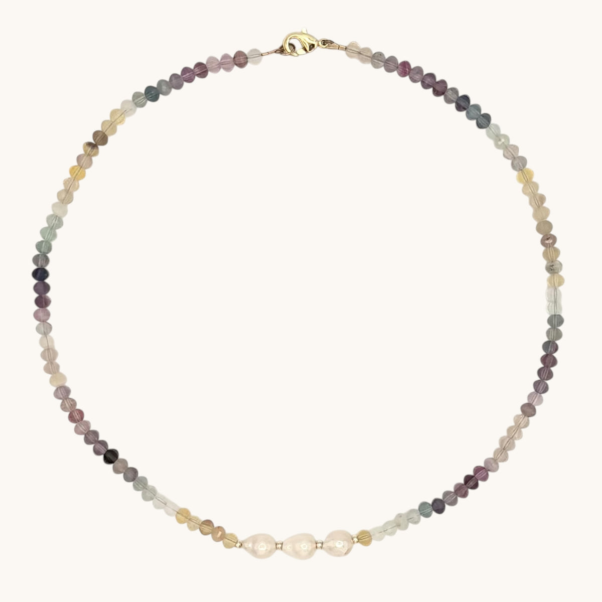 Fluorite, Freshwater Pearl and 18k Gold-Filled Necklace