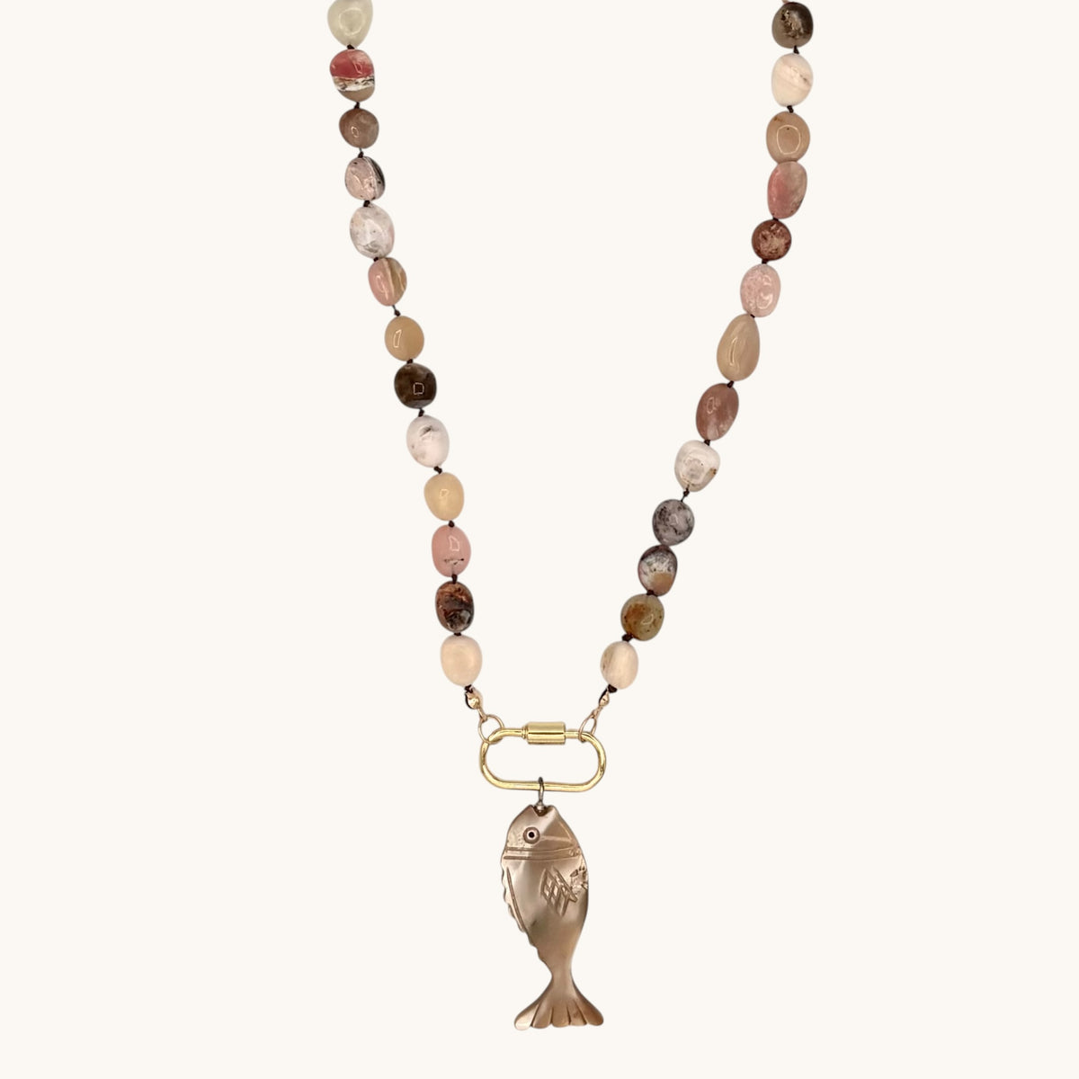 Pink Opal, Abalone & 24k Gold-Filled Necklace