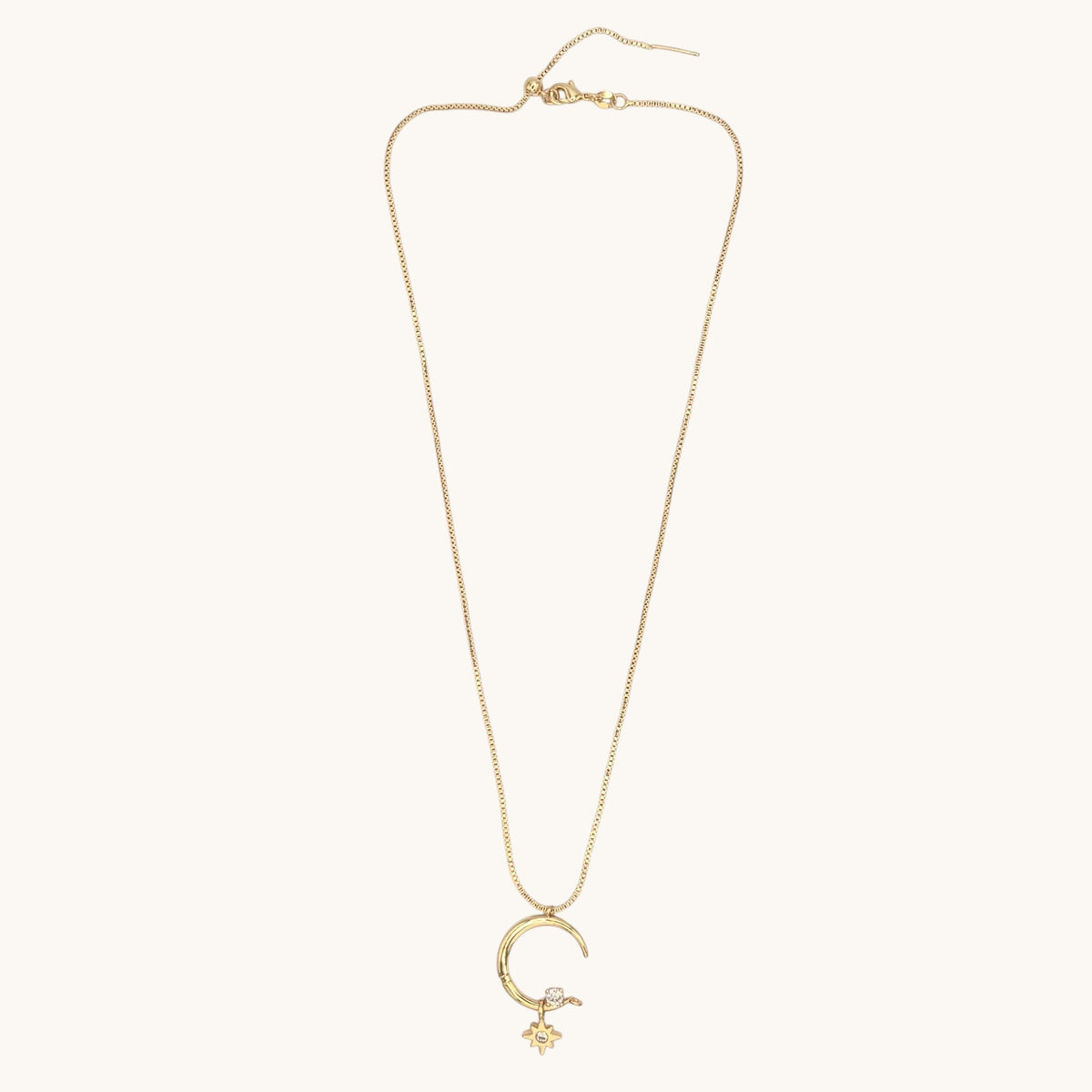24k Gold-Filled & CZ Crescent Moon Celestial Necklace