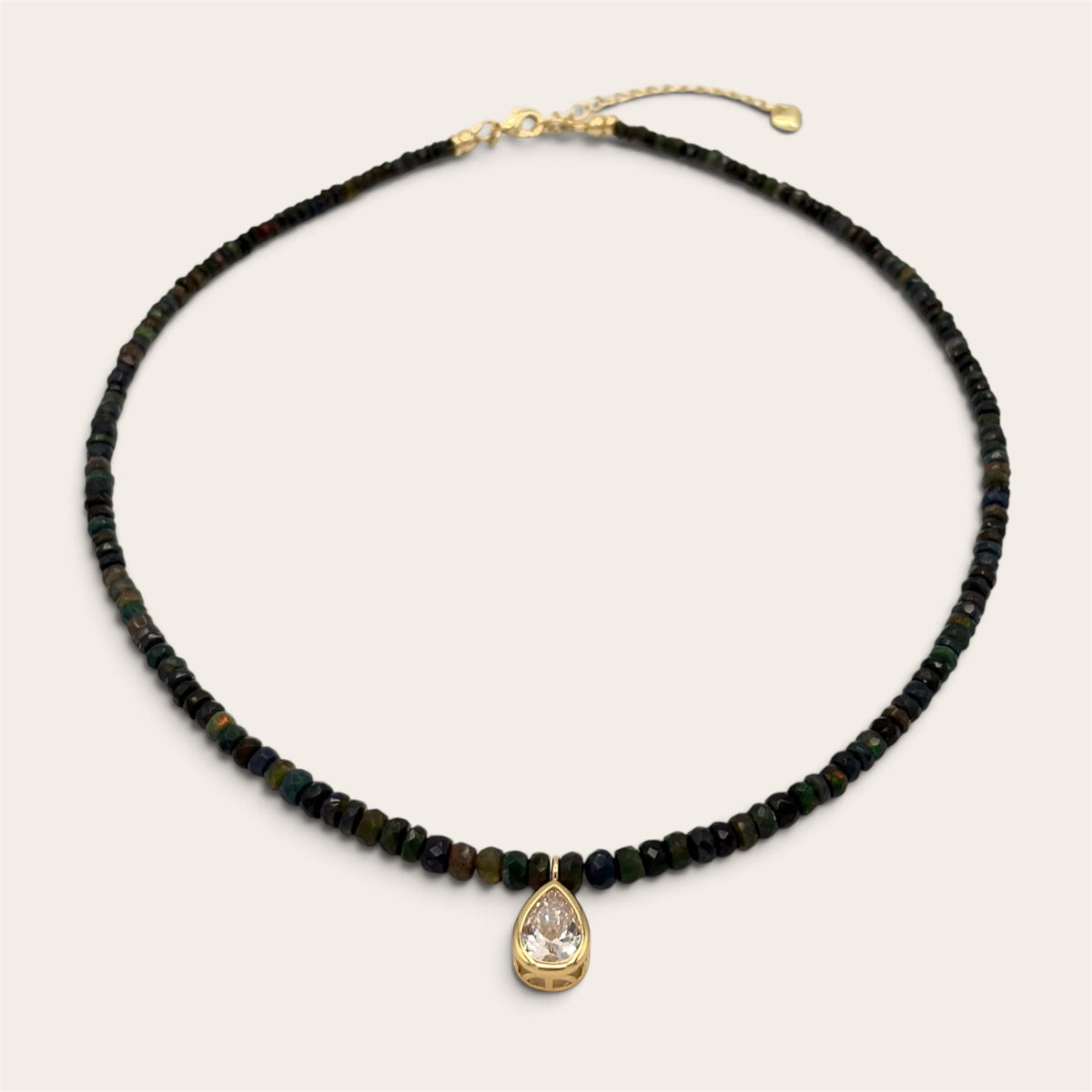 24k Gold-Filled Black Ethiopian Opal Necklace