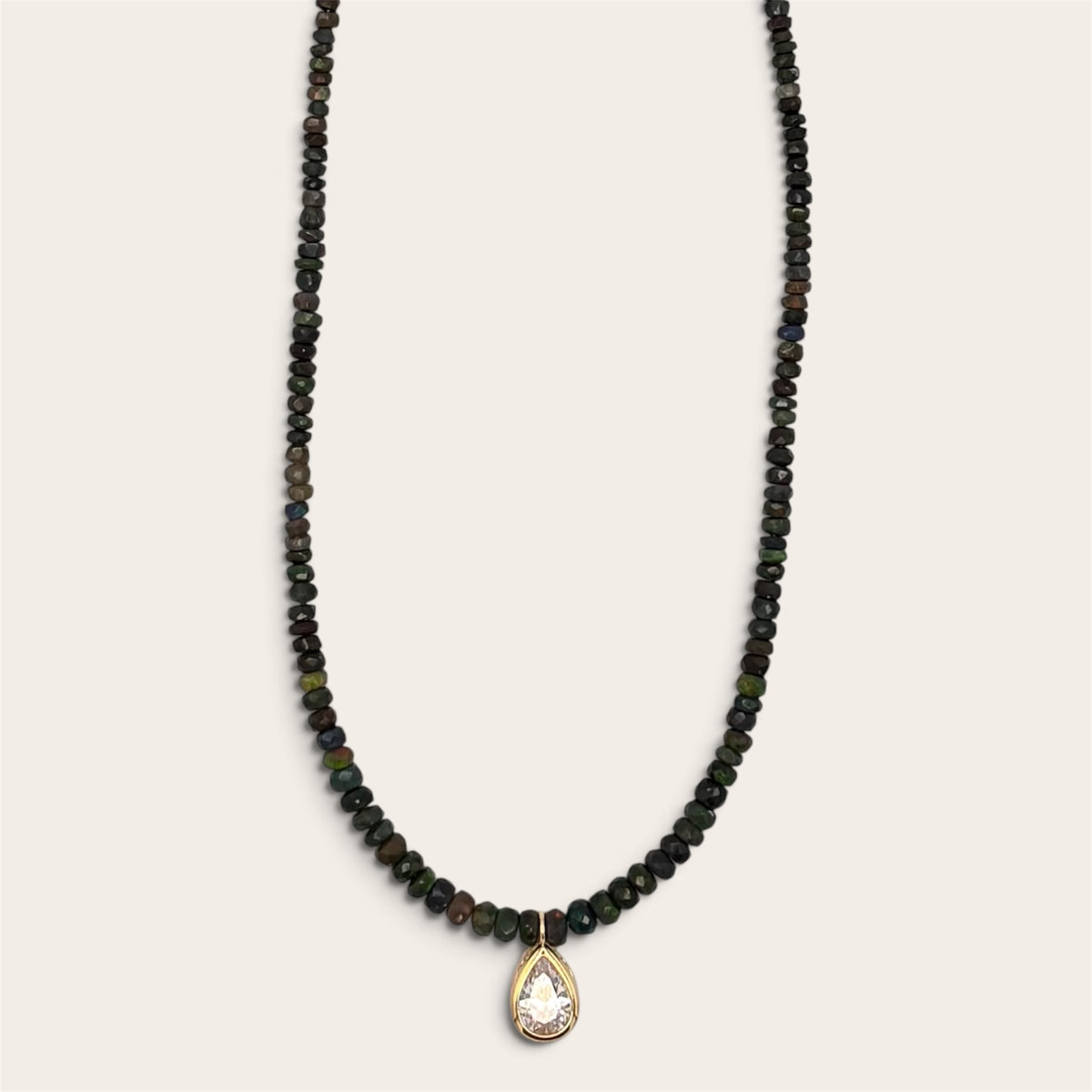 24k Gold-Filled Black Ethiopian Opal Necklace