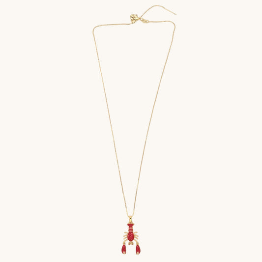 24k Gold-Filled & Enamel Lobster Necklace
