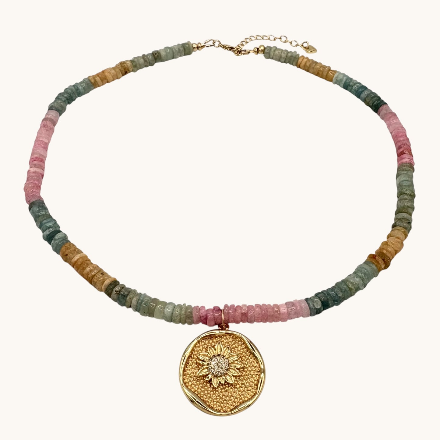 Multi Gemstone & 24k Gold-Filled Sunflower Gemstone Necklace