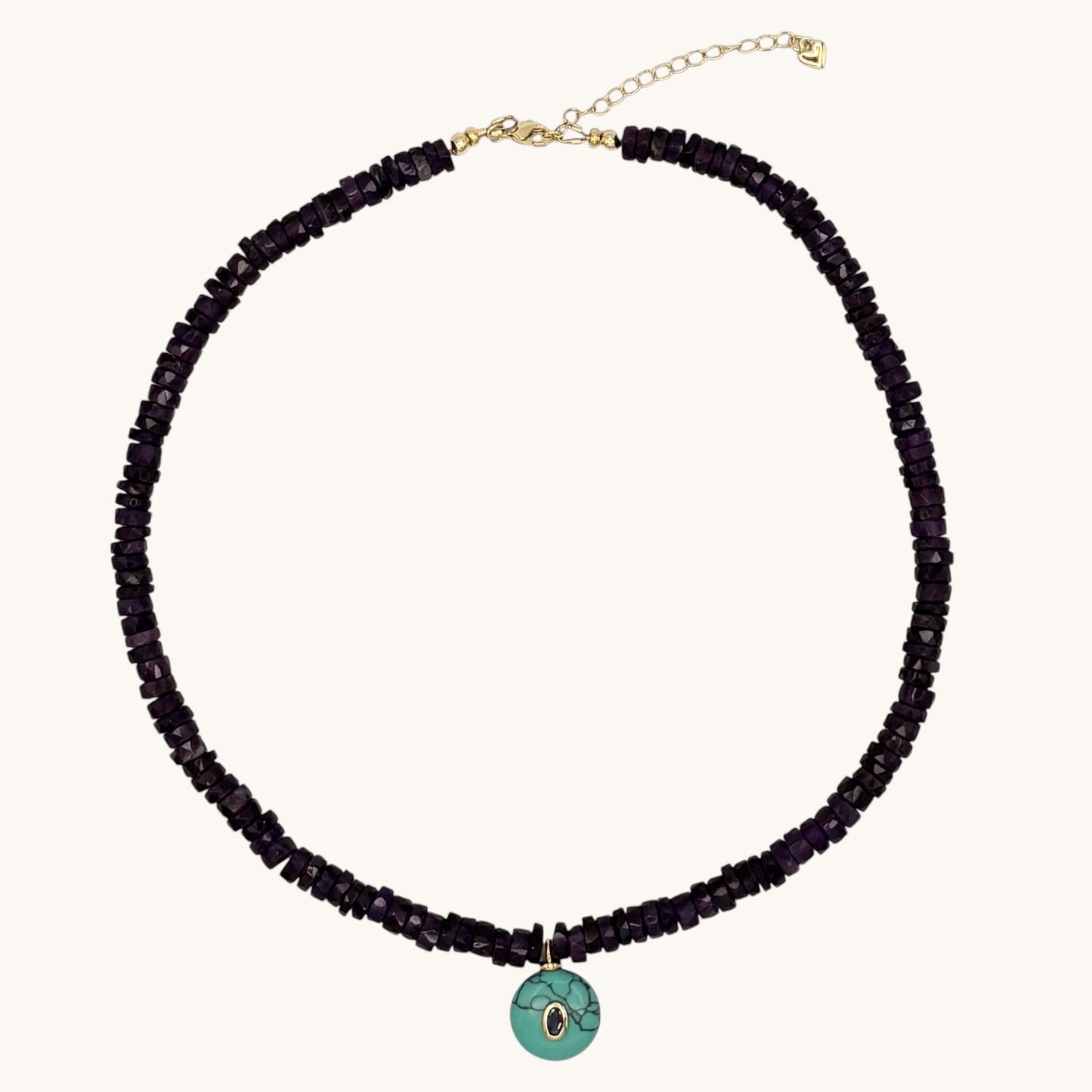 Amethyst, Turquoise & 18k Gold-Filled Gemstone Necklace