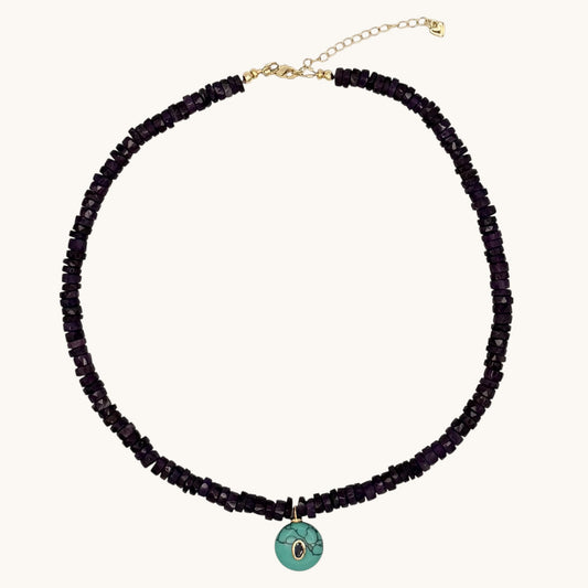 Amethyst, Turquoise & 18k Gold-Filled Gemstone Necklace