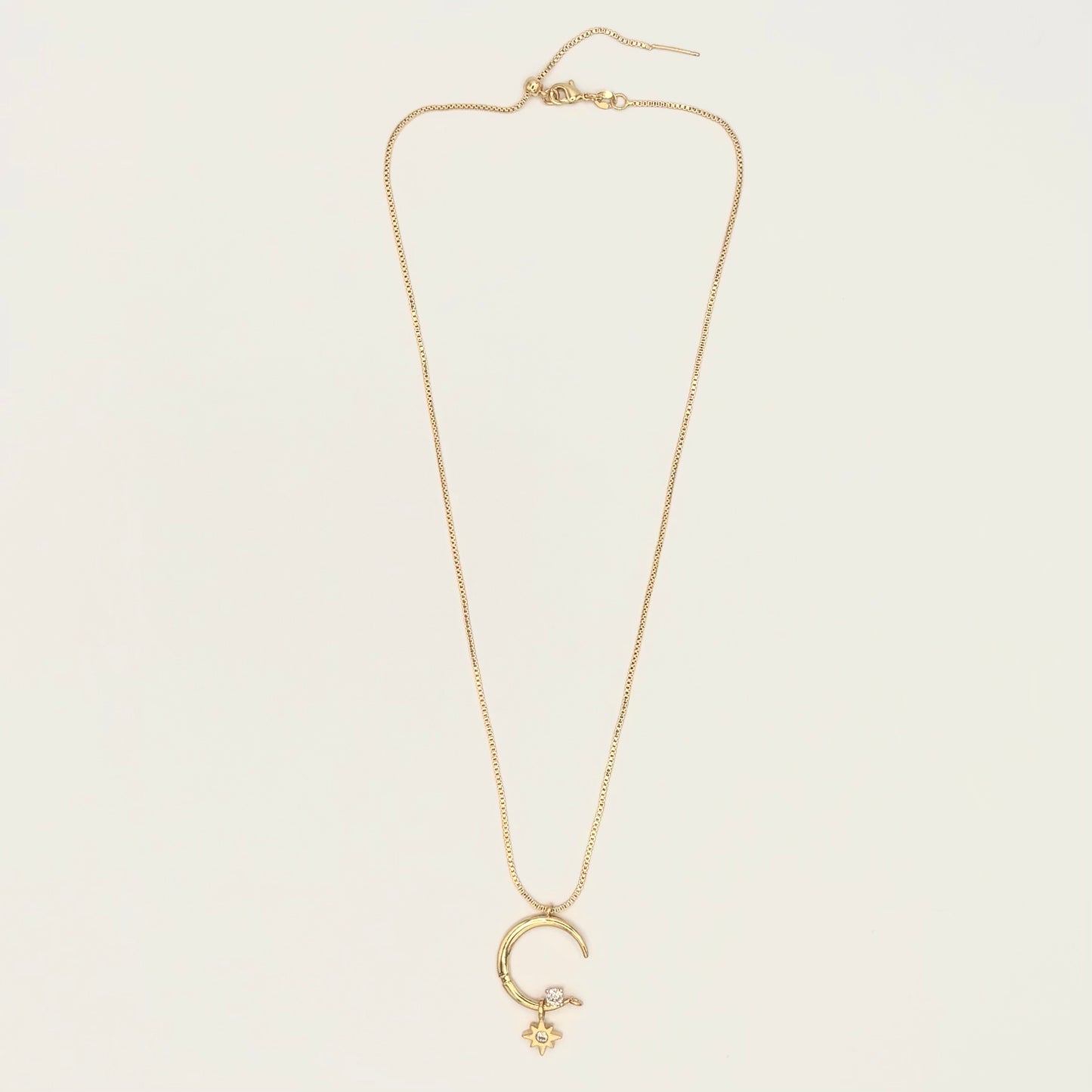 24k Gold-Filled & CZ Crescent Moon Celestial Necklace