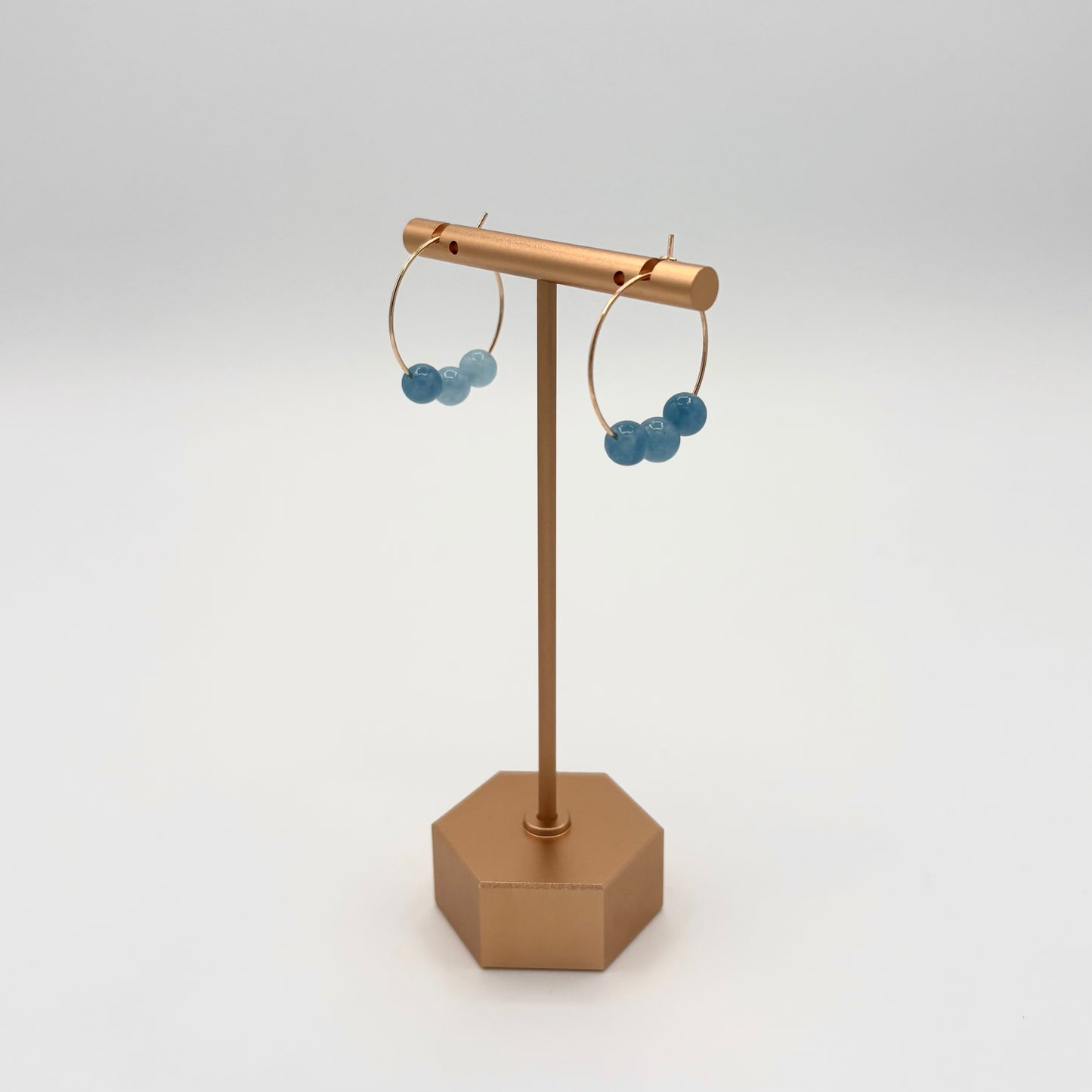 18k Gold-Filled Jade Gemstone Hoop Earrings