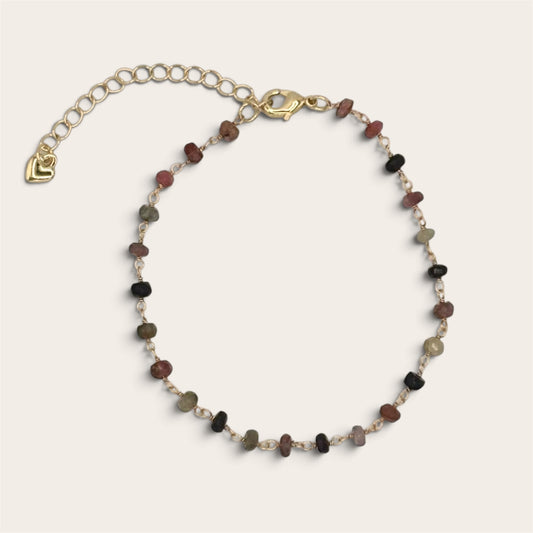 14k Gold-Plated Watermelon Tourmaline Wire Wrapped Bracelet