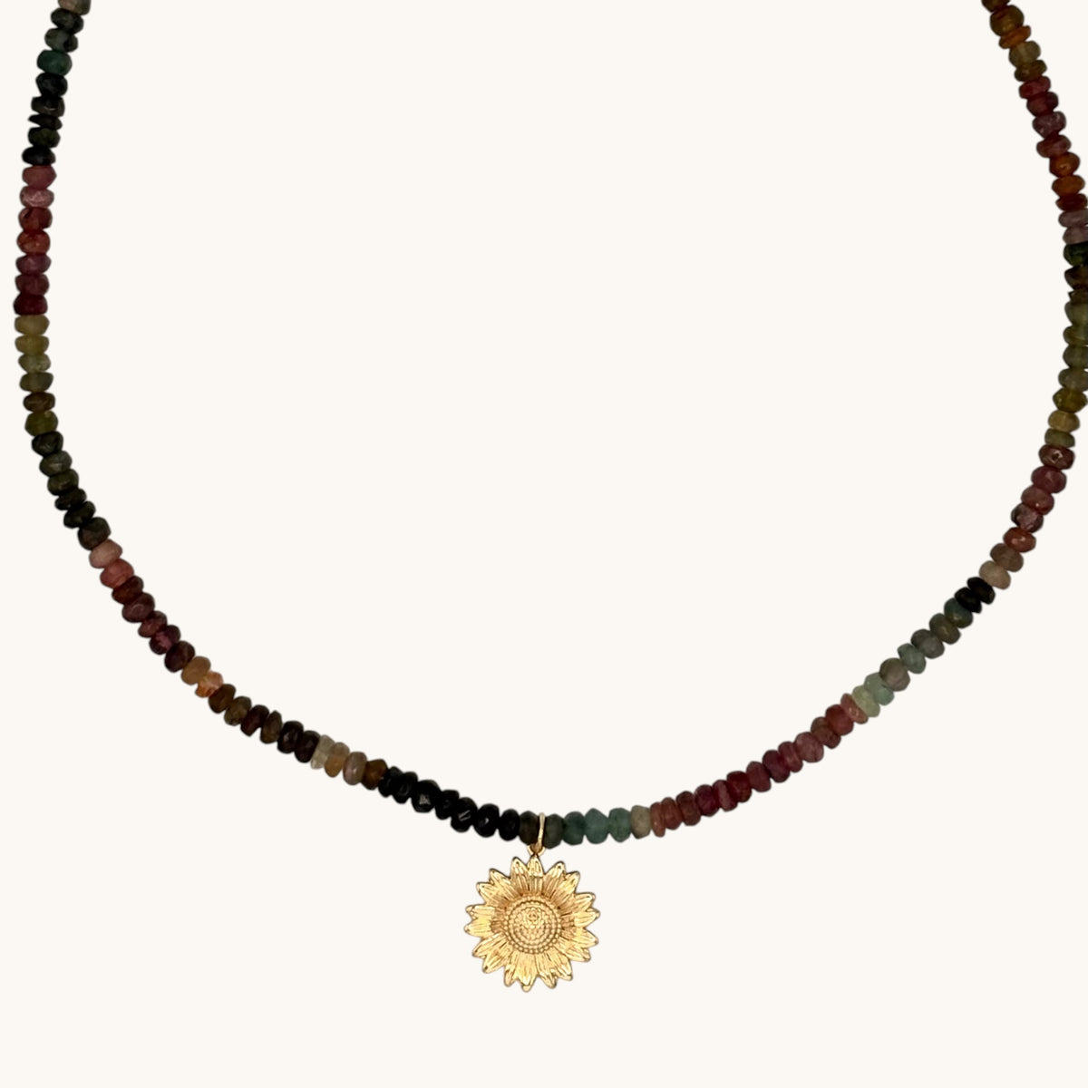 Tourmaline & Gold-Filled Sunflower Necklace