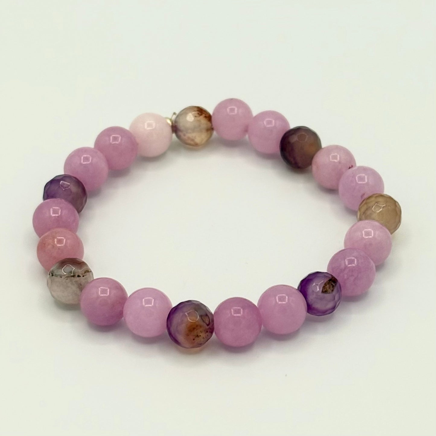 Amethyst & Purple Quartz Stretch Bracelet with 18k Gold-Filled Spacer