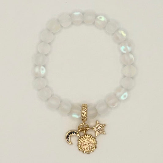 Mermaid Glass & Gold-Filled Celestial Kids Stretch Bracelet
